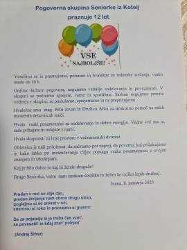 Pogovorna Seniorke iz Kotelj